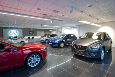 mazda show room with mazda cars